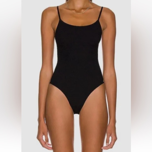 New Hunza G Pamela Black One Piece Swimsuit Classic Timeless Crinkle Noir - Picture 1 of 8